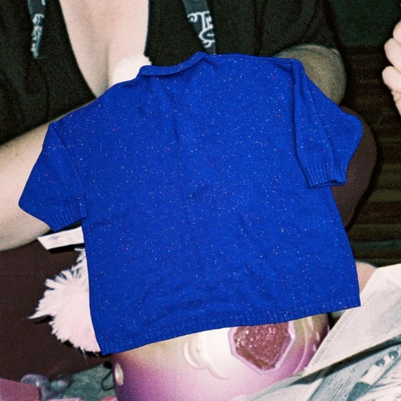 Vintage 80's Venezia Original Sportswear Blue Speckled Wool Blend Sweater - Picture 3 of 5